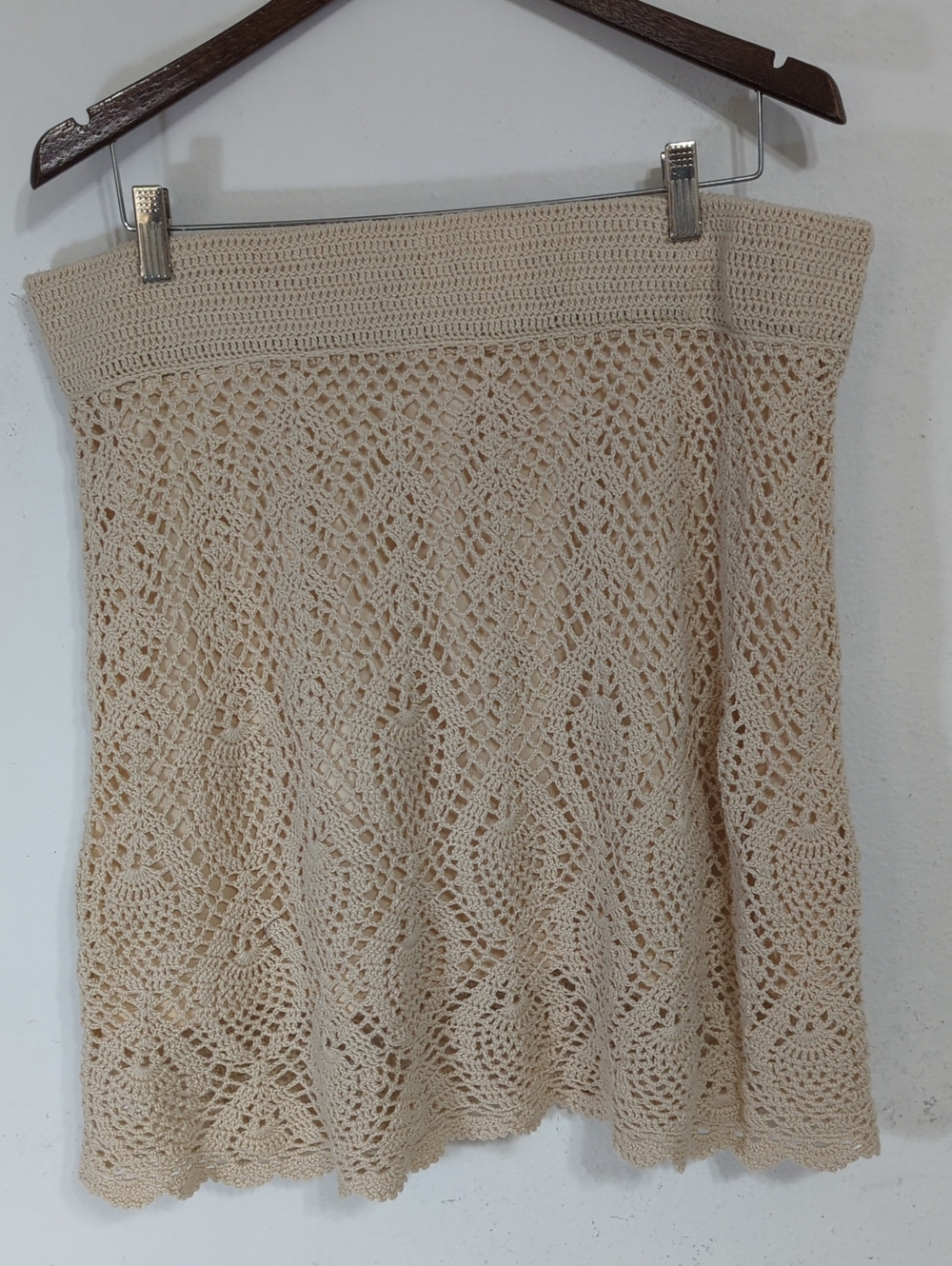 Boston Proper Cream Crochet A-Line Skirt